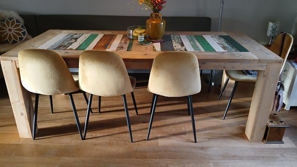 Eettafel steigerhout, Ophalen, 200 cm of meer, 50 tot 100 cm, Vijf personen of meer