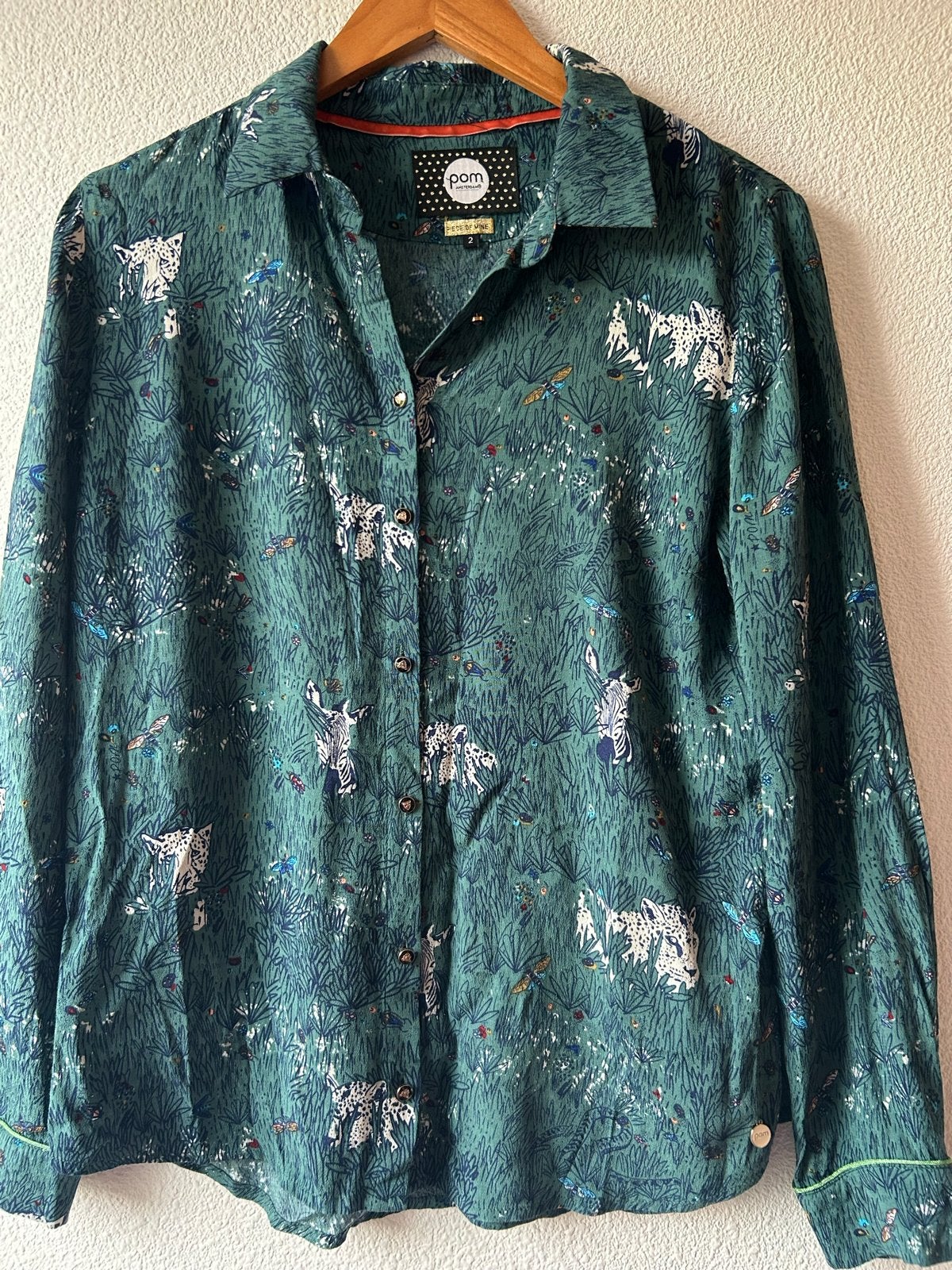 POM Amsterdam Blouse met Dierenprint - Maat M, Verzenden, Zo goed als nieuw, Maat 38/40 (M), Groen