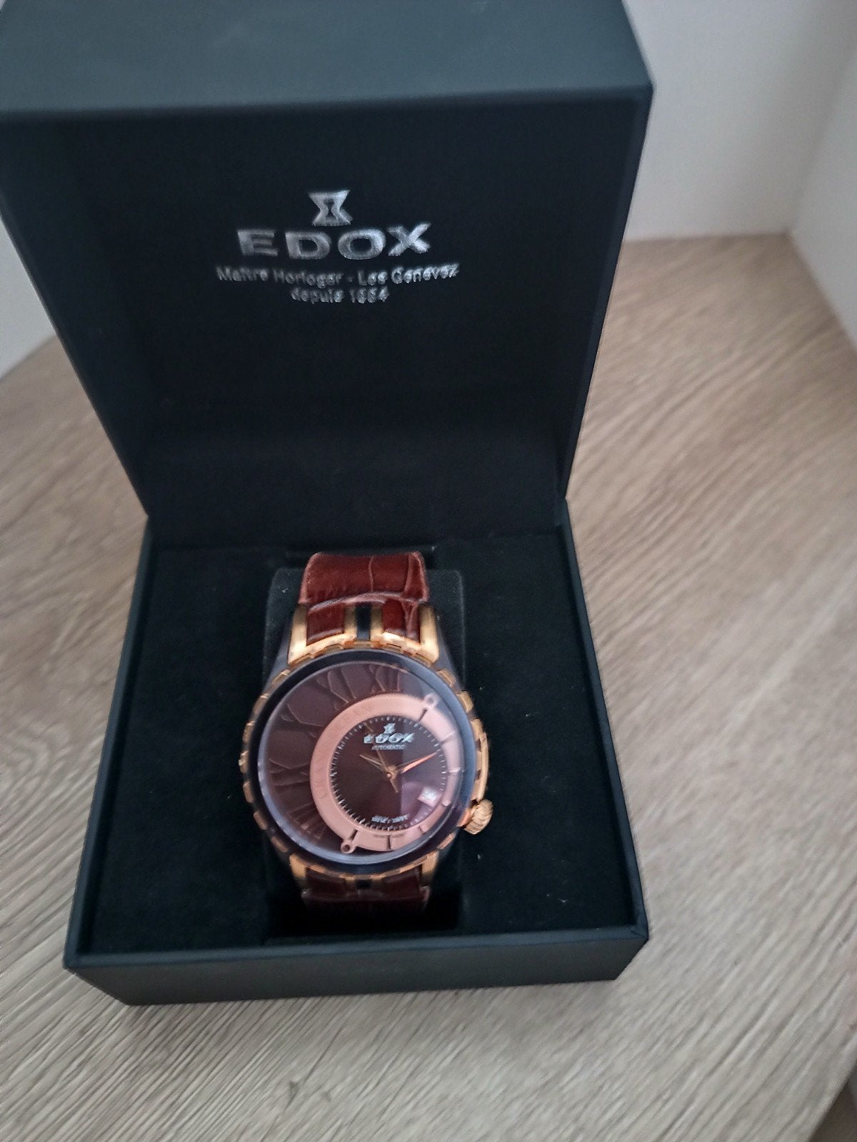 Edox Grand Ocean automaat Polshorloge, Overige merken, Polshorloge, Ophalen of Verzenden, Leer