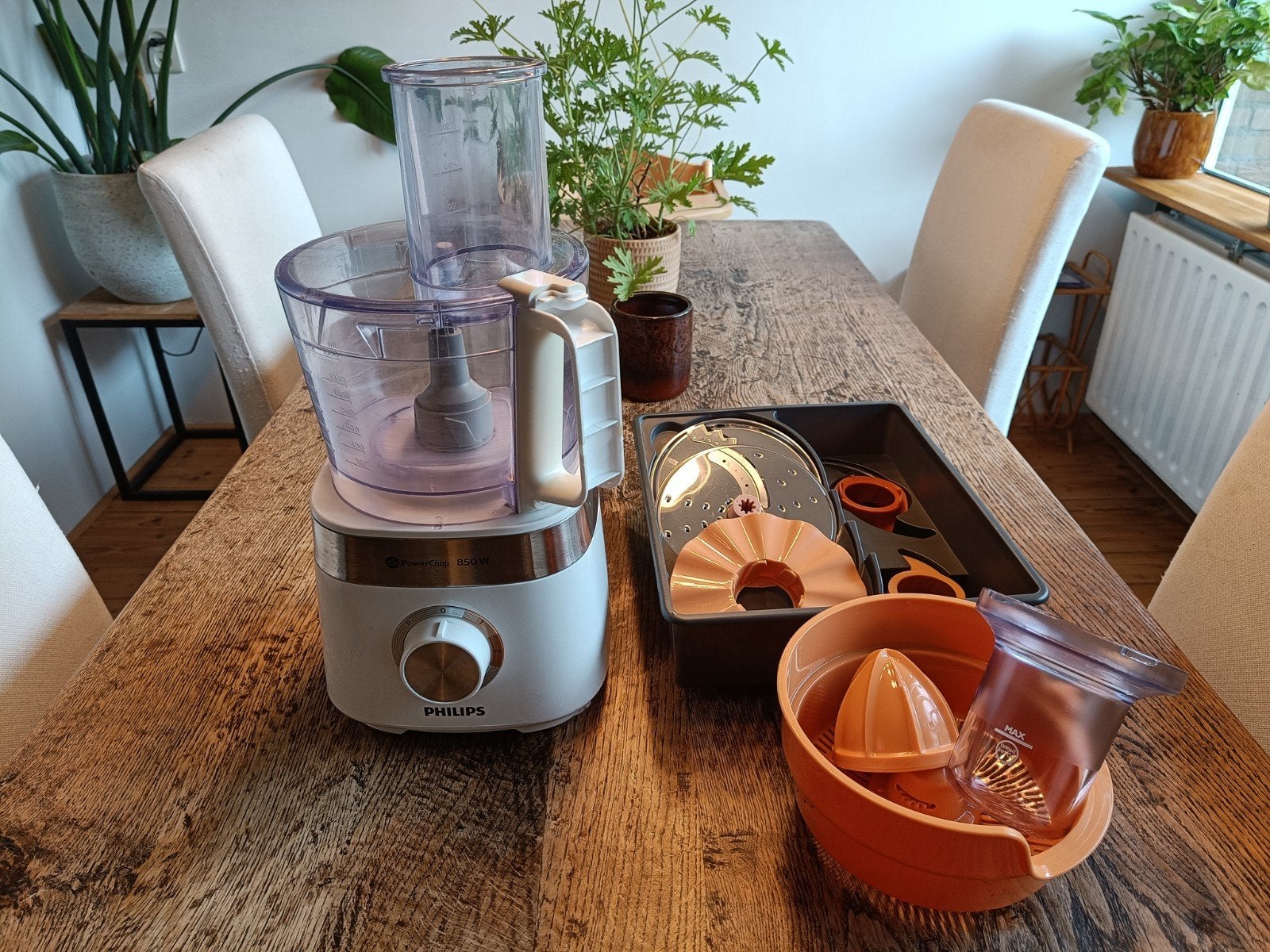 Philips PowerChop 850W Keukenmachine met accessoires, Witgoed en Apparatuur, Keukenmixers, Ophalen, Gebruikt, 1 tot 2 liter, 2 snelheden