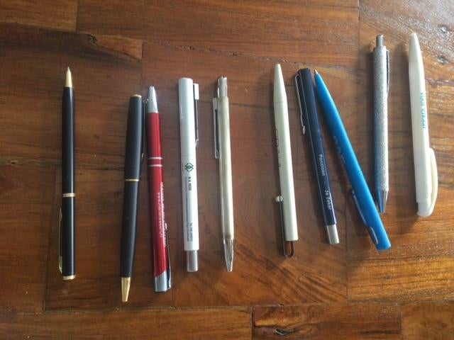 diverse pennen  stuks met opschrift, Ophalen of Verzenden, Gebruikt, Balpen, Overige merken