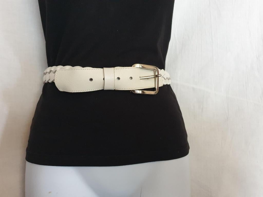 Mooie witte gevlochten leren riem, Kleding | Dames, Riemen en Ceinturen, Minder dan 3 cm, 80 tot 90 cm, ., Wit