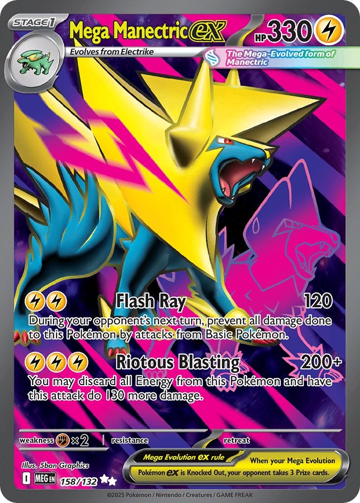 Mega Manectric ex 158 - Mega Evolution Pokémonkaart, Ophalen, Zo goed als nieuw, Losse kaart