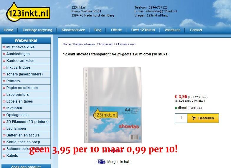A4 Showtassen / Transparante hoezen, Ophalen of Verzenden, Nieuw