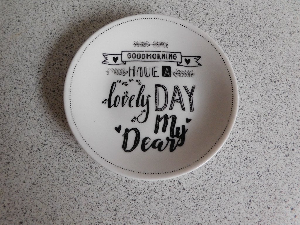 Bord 'Goodmorning ...' Urban Daily - 12 cm, Overige merken, Keramiek, Ophalen of Verzenden, Zo goed als nieuw