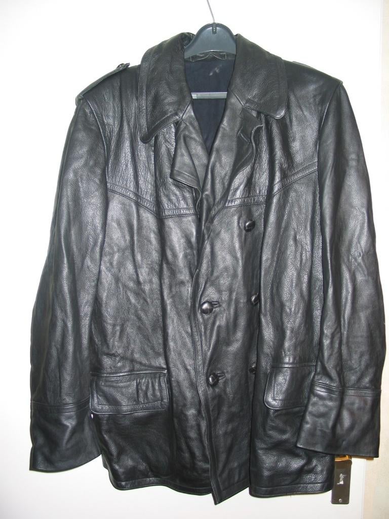 zware zwart lederen jas, Kleding | Heren, Ophalen of Verzenden, Gedragen, Maat 48/50 (M), Zwart
