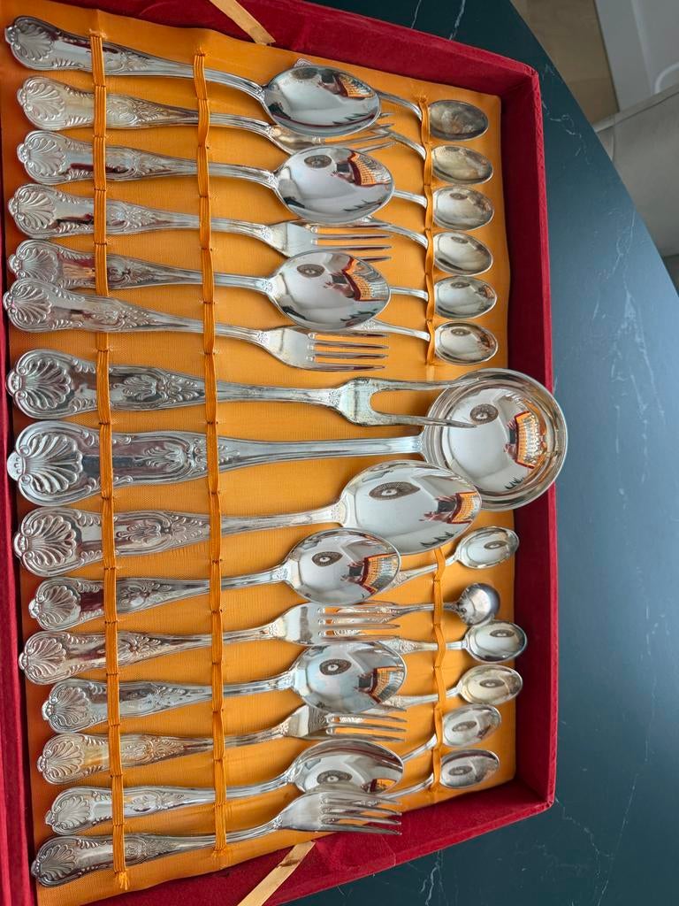 Luxe Zilveren Bestekset in Koffer - Super Inox, Antiek en Kunst, Antiek | Bestek, Ophalen of Verzenden