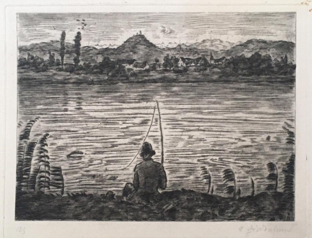 Mooie, betaalbare kunst v/h Grafiekkabinet Ets 'Visser' 1912, Ophalen of Verzenden