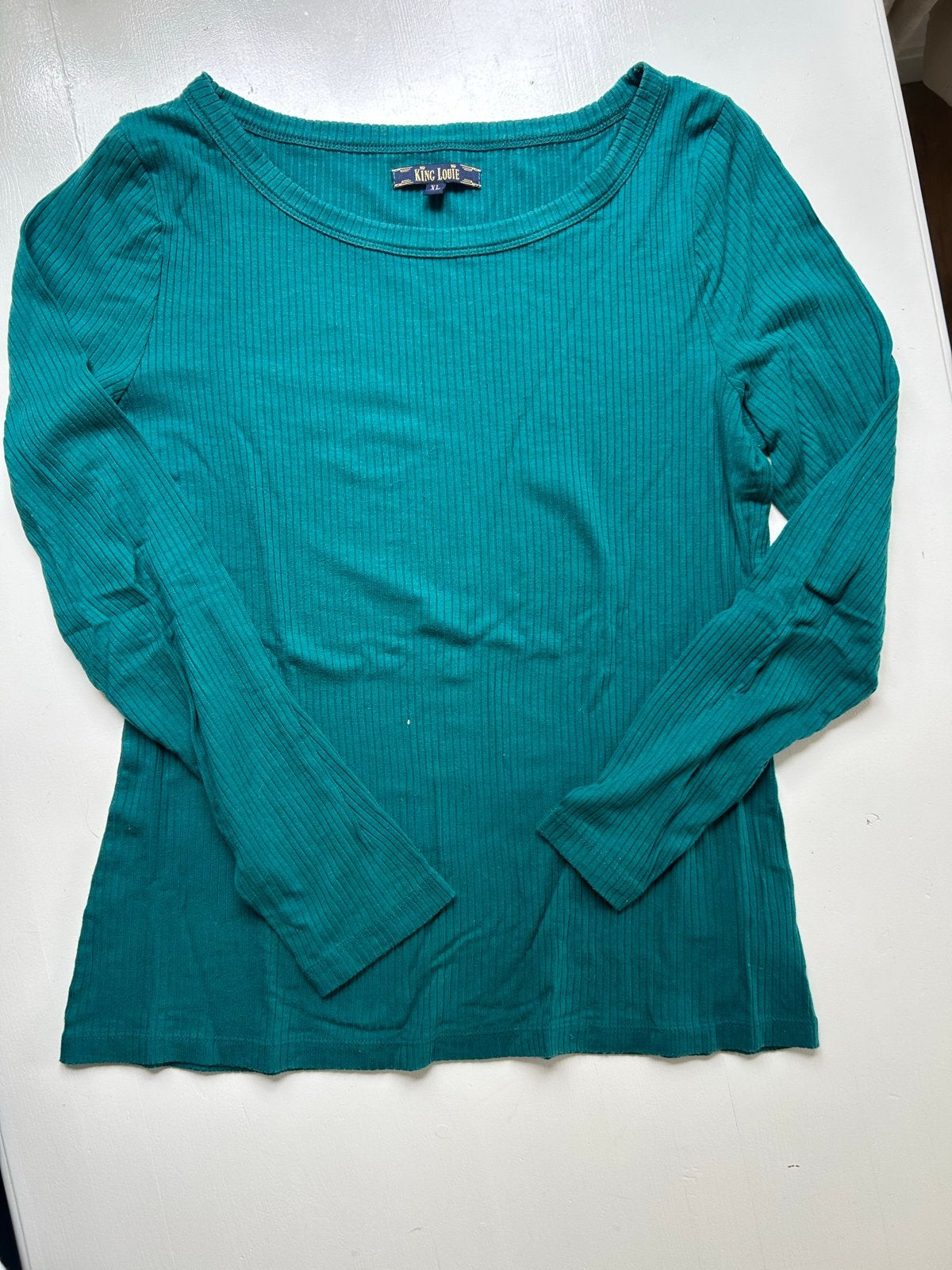 King Louie Lyocel Ribgebreide Top XL - aqua groen, Kleding | Dames, T-shirts, Maat 46/48 (XL) of groter, Ophalen of Verzenden