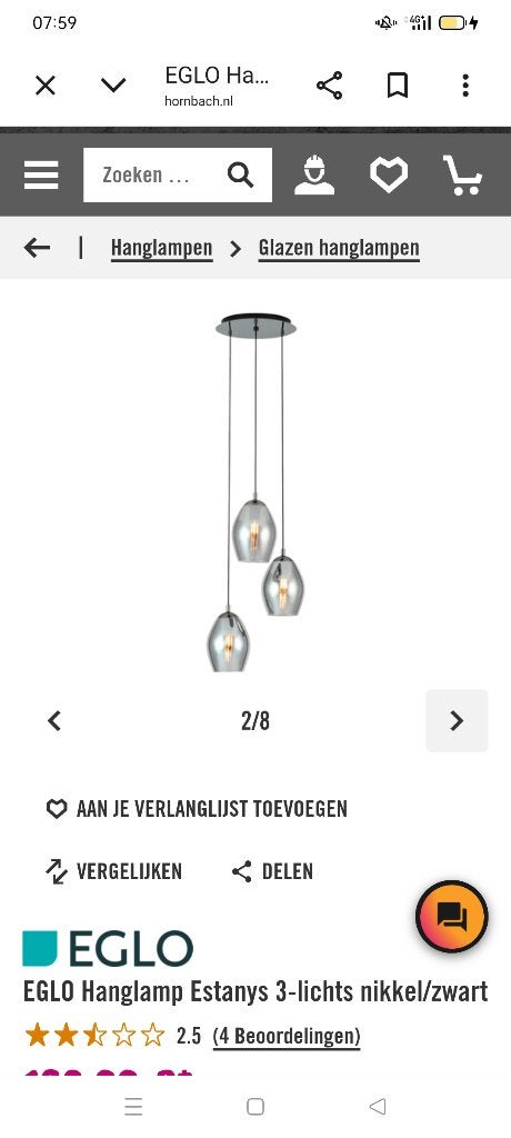Hanglamp , keukenlamp eettafel lamp ,, Ophalen, Zo goed als nieuw, Glas