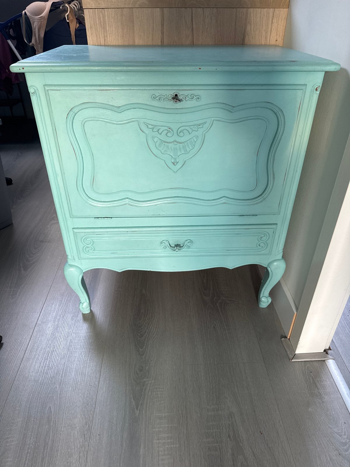 Vintage kastje in mintgroen, Antiek en Kunst, Antiek | Meubels | Kasten, Ophalen
