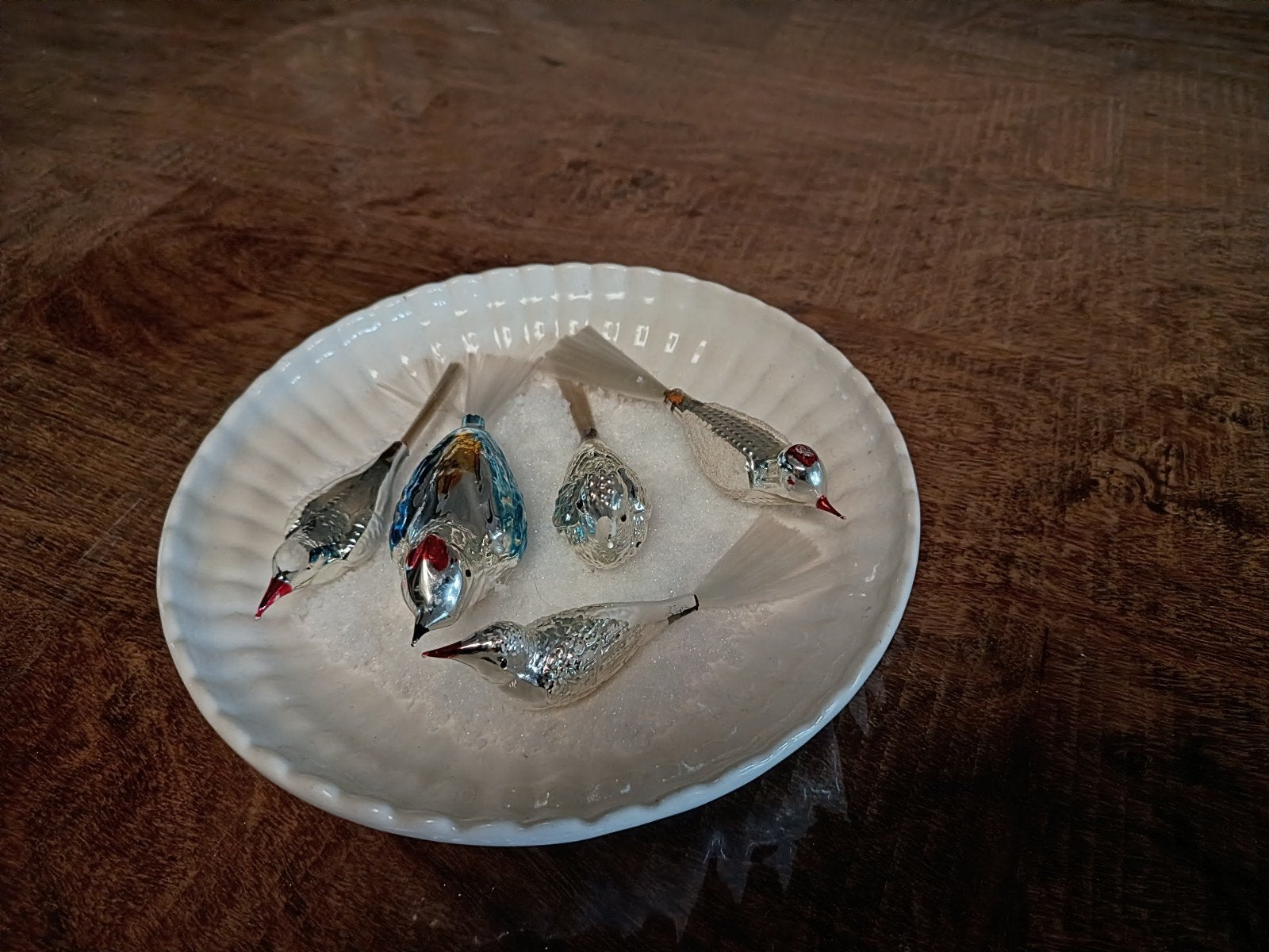 5 nostalgische oude glazen vogeltjes, Diversen, Ophalen, Gebruikt