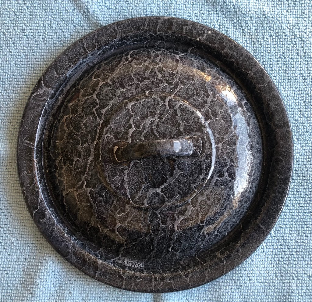 Vintage gewolkt emaille deksel 18cm, Ophalen of Verzenden