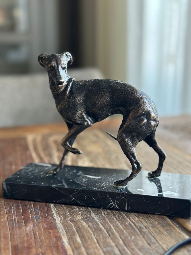 windhondje whippet beeld op marmer, Ophalen of Verzenden