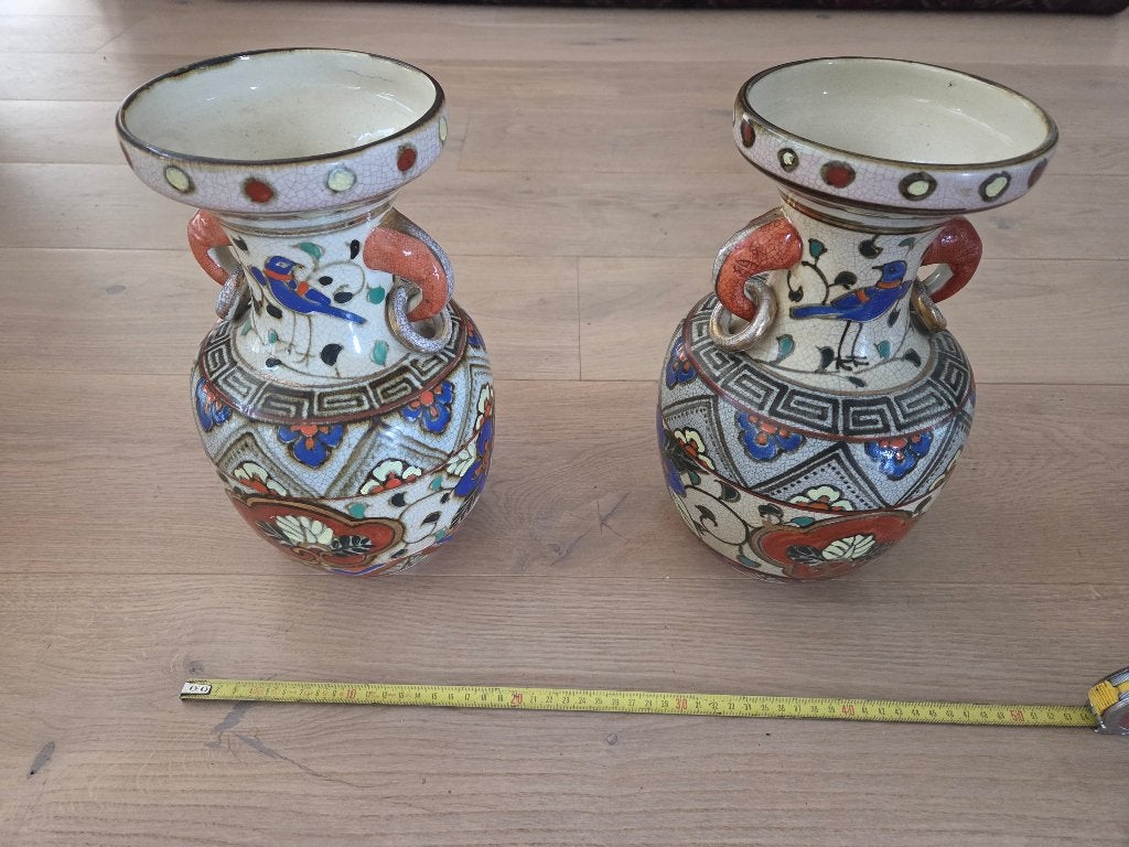 Satsuma vazen set van 2, Antiek en Kunst, Antiek | Vazen, Ophalen