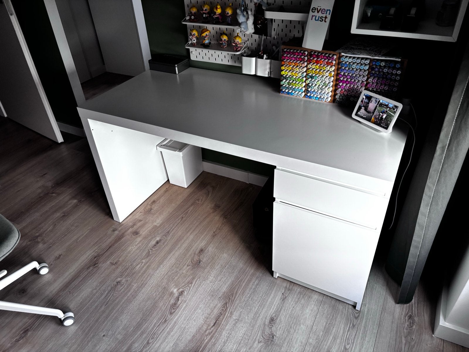 IKEA Malm bureau wit met lade en kastje, Ophalen, Gebruikt, Spaanplaat of MDF, IKEA