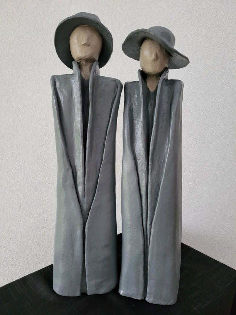 2 BEELDEN, man en vrouw, keramiek, Ophalen, Nieuw, Fantasy