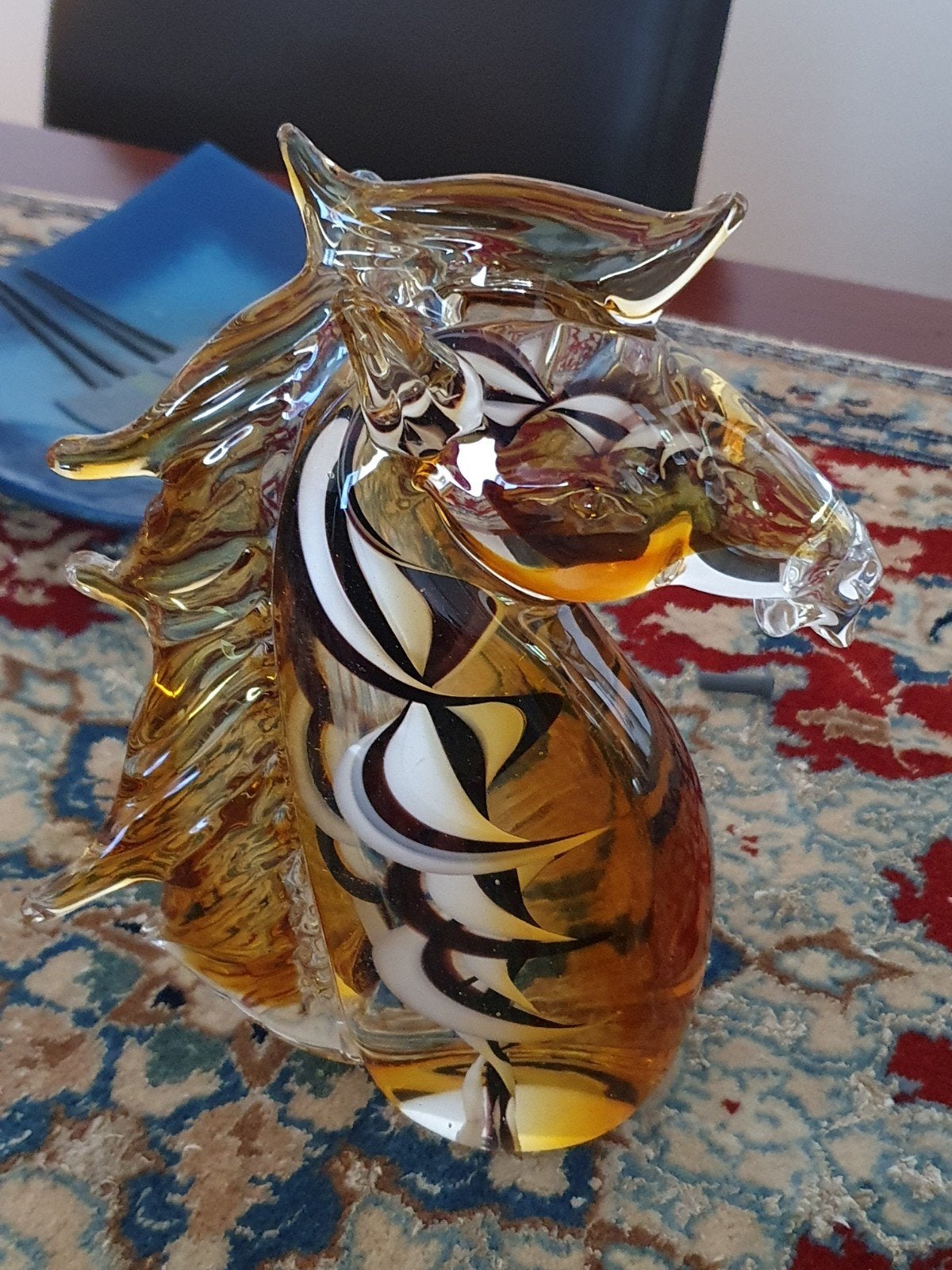 Prachtig glazen paardenhoofd sculptuur plus vaas, Antiek en Kunst, Ophalen of Verzenden
