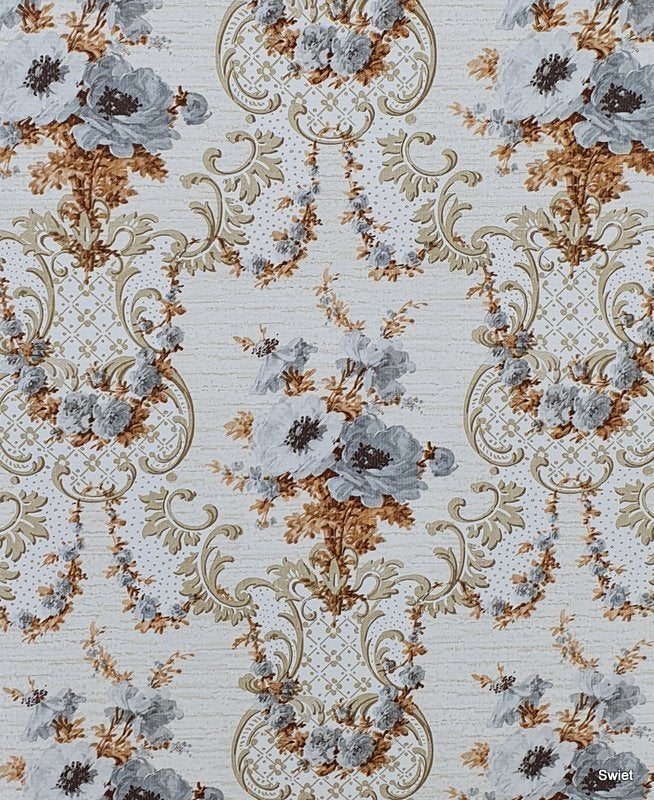 13208 oud barok bloemen behang met crème en blauw swiet, Ophalen of Verzenden, Blauw