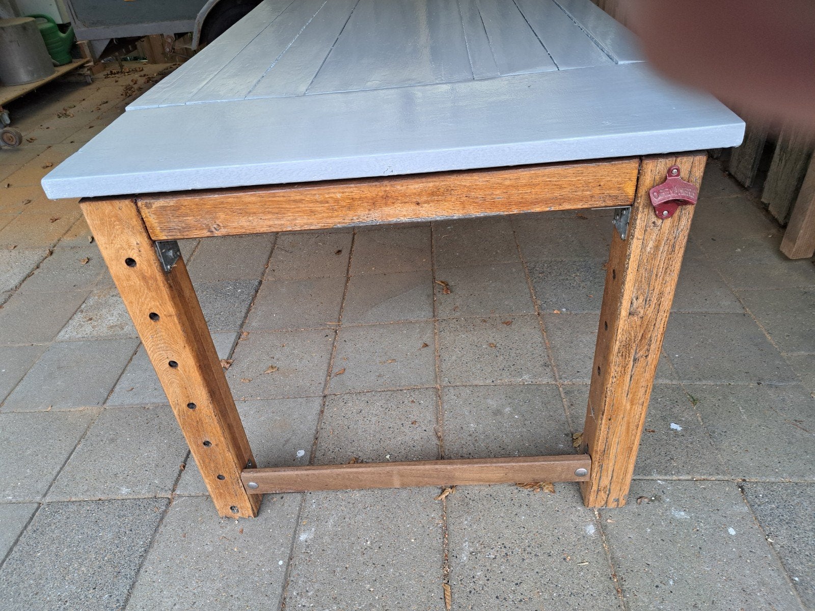 eiken tuintafel, Ophalen, Gebruikt, Rechthoekig, Hout