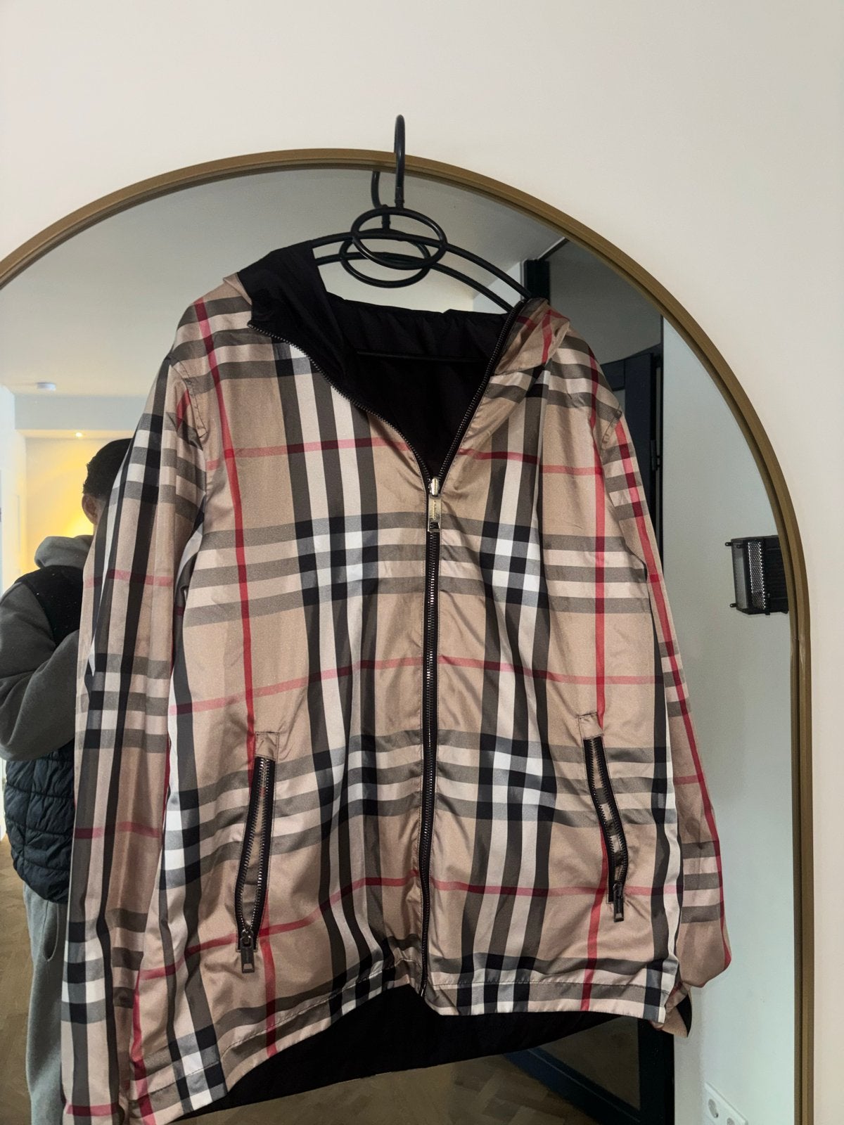 Burberry dubbelzijdige Jas - Beige Ruit & Zwart, Ophalen, Zo goed als nieuw, Maat 52/54 (L), Meerkleurig