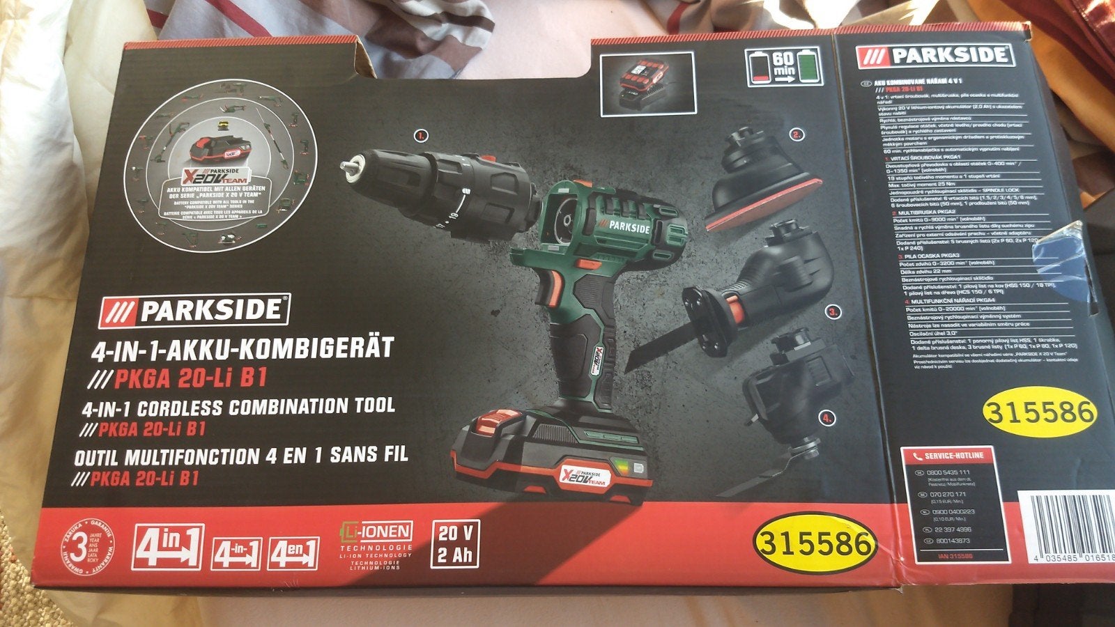 Parkside 4-in-1 Accu-Kombigerät PKGA 20-Li B1, Ophalen, 600 watt of meer, Variabele snelheid, Overige typen
