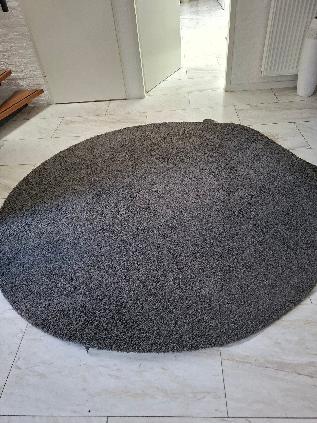 Rond Grijs Vloerkleed Adum - 1.95m doorsnee, Ophalen, 150 tot 200 cm, Rond, Zo goed als nieuw