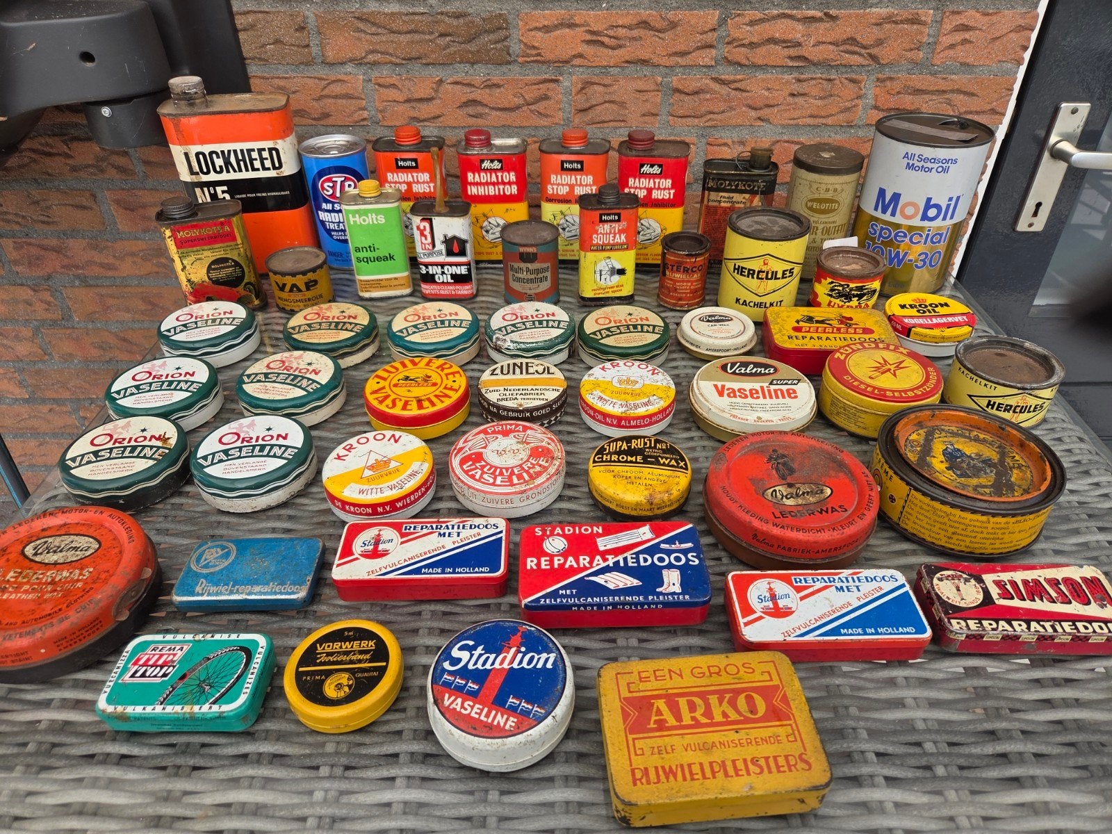Partij olie en vet blikken - decoratie en verzameling, Ophalen of Verzenden, Gebruikt