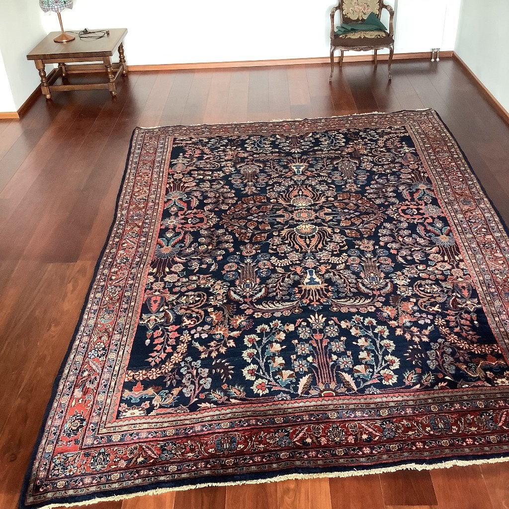 Groot handgeknoopt Perzisch wollen tapijt 2.35x 3.55, Ophalen, Blauw, 200 cm of meer, Zo goed als nieuw