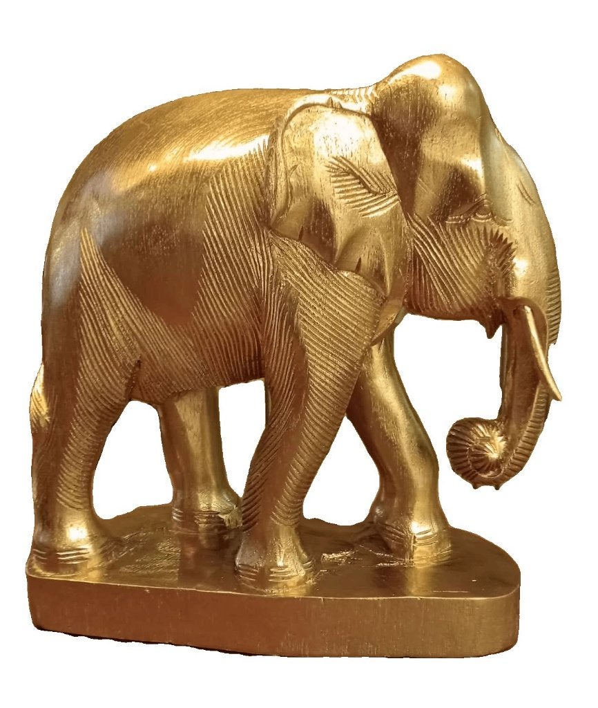 Verguld, massief houten olifant., Ophalen of Verzenden