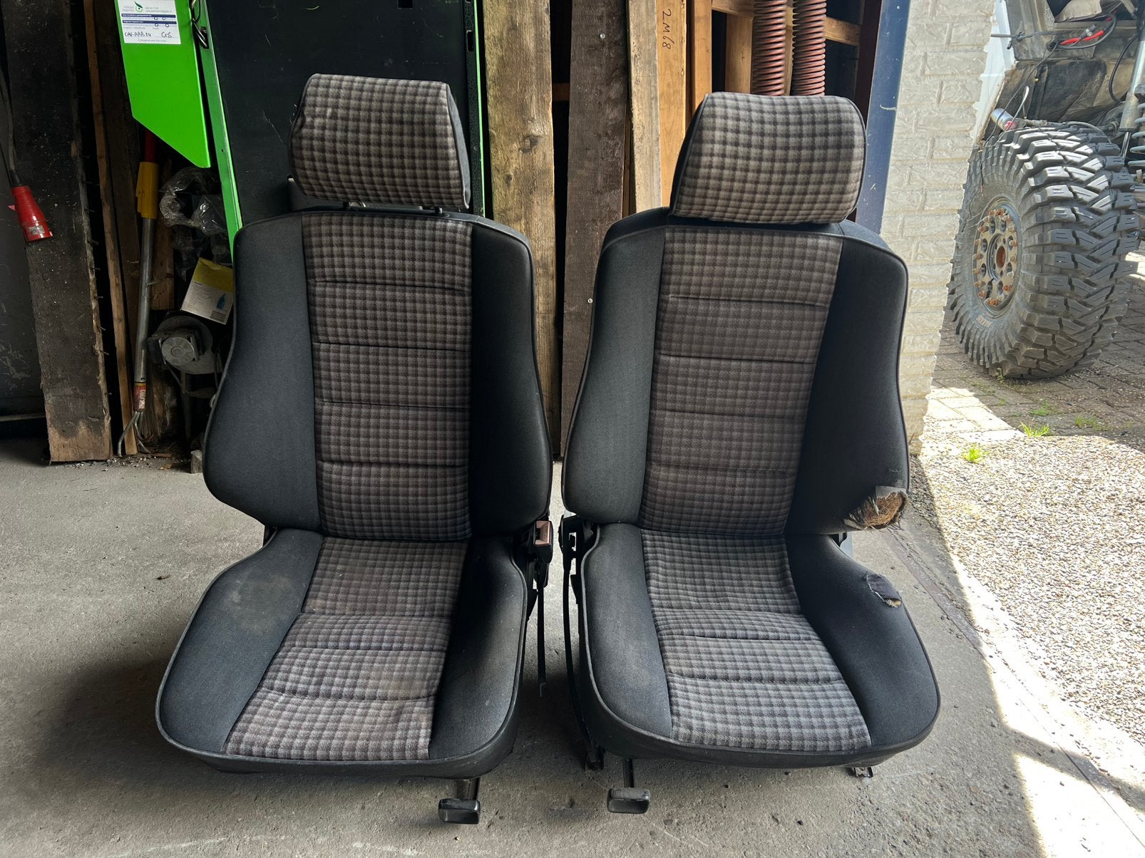Mercedes 190E W201 Sportline Karo stoelen, Ophalen, Gebruikt, Mercedes-Benz