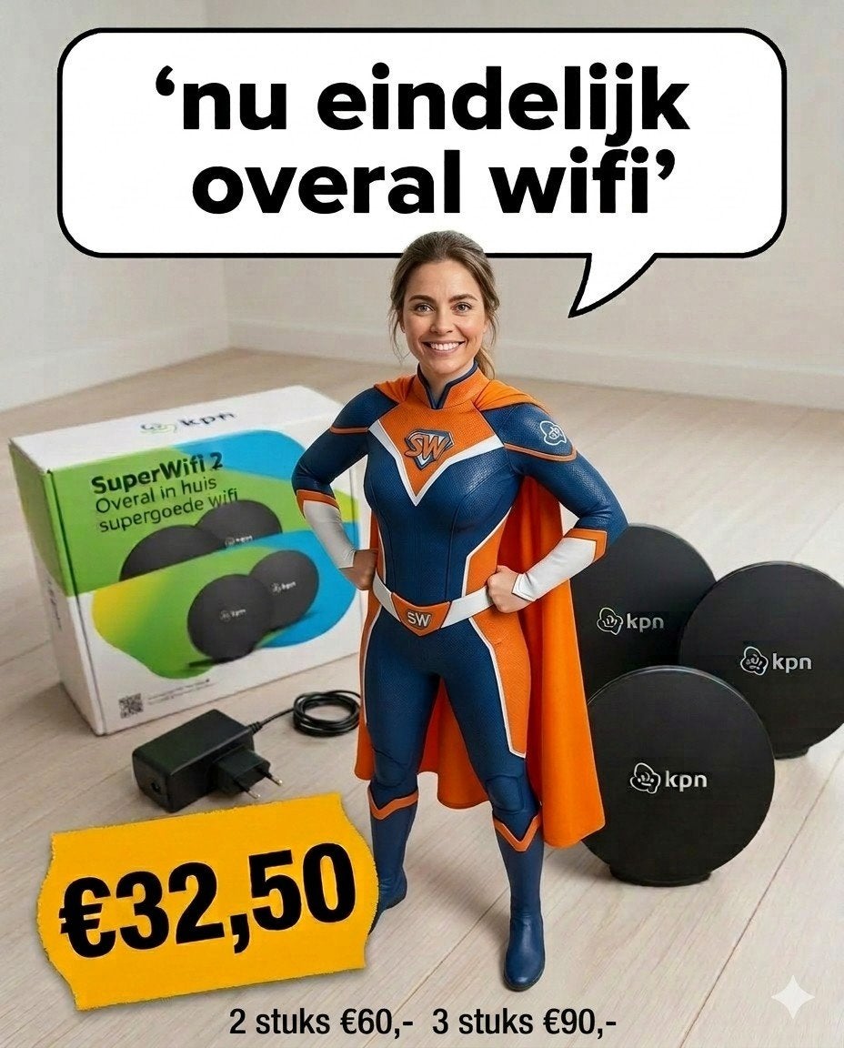 KPN SuperWiFi 2 - Optimale WiFi dekking in huis, Computers en Software, WiFi-versterkers, Ophalen of Verzenden, Nieuw, KPN SuperWiFi 2