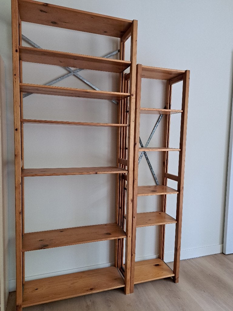 Houten stellingkast met planken en kasten, Huis en Inrichting, Kasten | Stellingkasten, Ophalen, Gebruikt