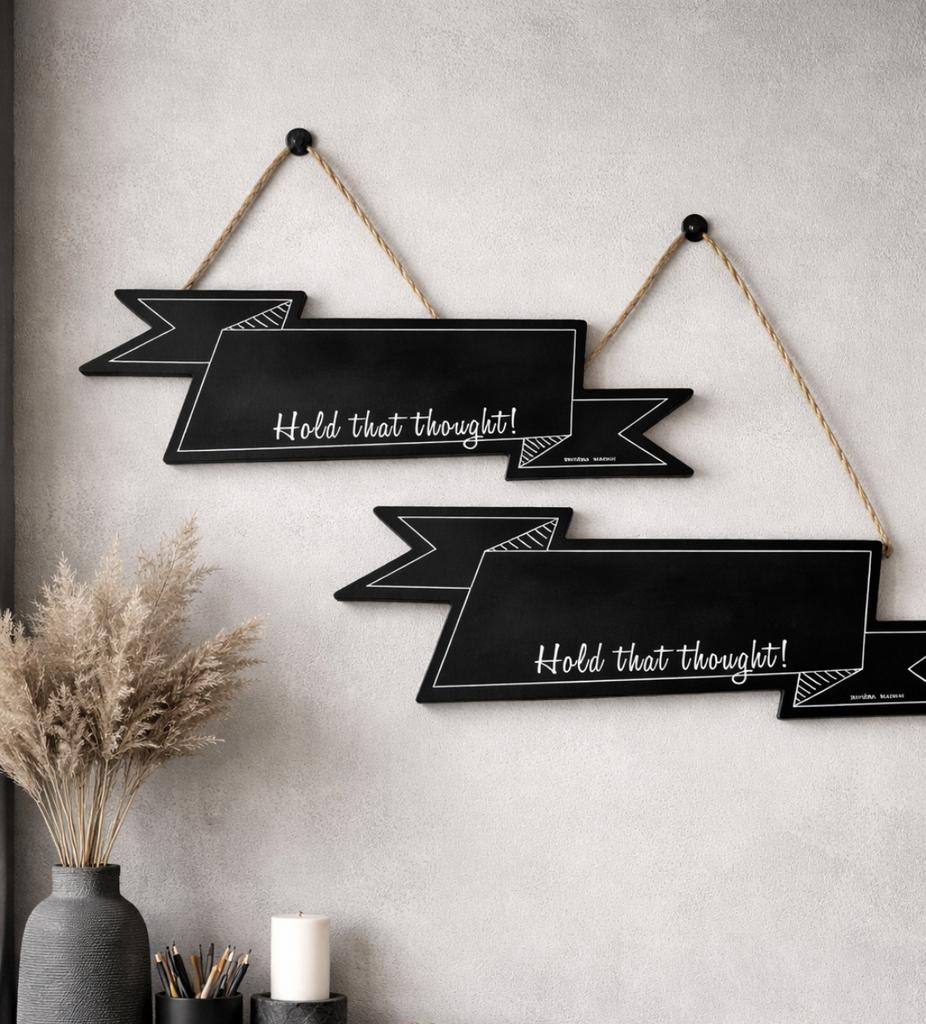 Set van 2 Riviera Maison krijtborden 'Hold that thought!', Ophalen of Verzenden, Zo goed als nieuw