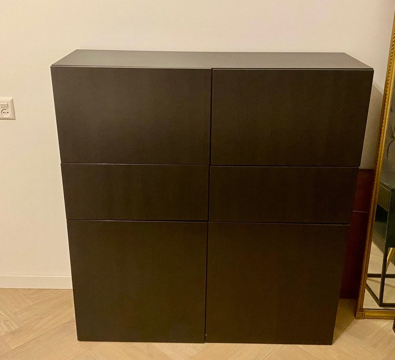 Zwartbruine kast met deuren/lades en planken - Ikea Besta, Ophalen, Gebruikt, 100 tot 150 cm, 100 tot 150 cm