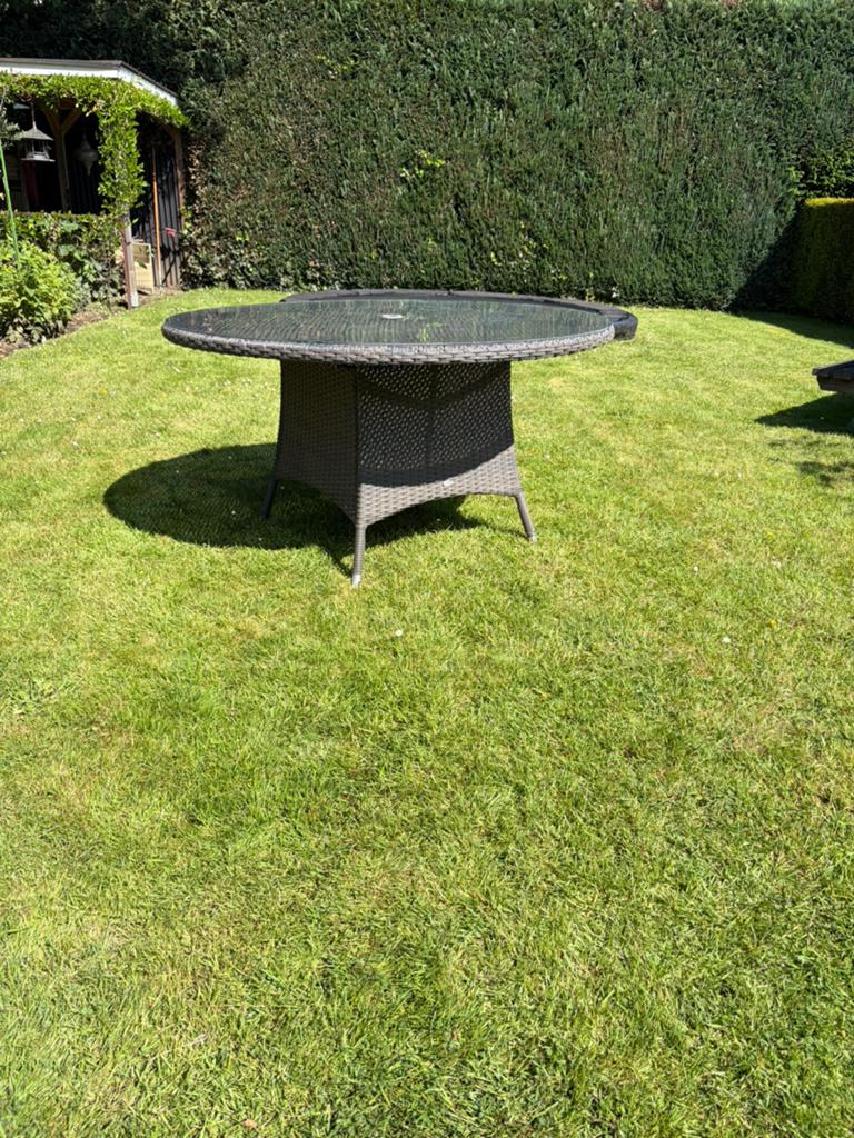 Tuin tafel, Ophalen of Verzenden, Zo goed als nieuw, Rond, Aluminium