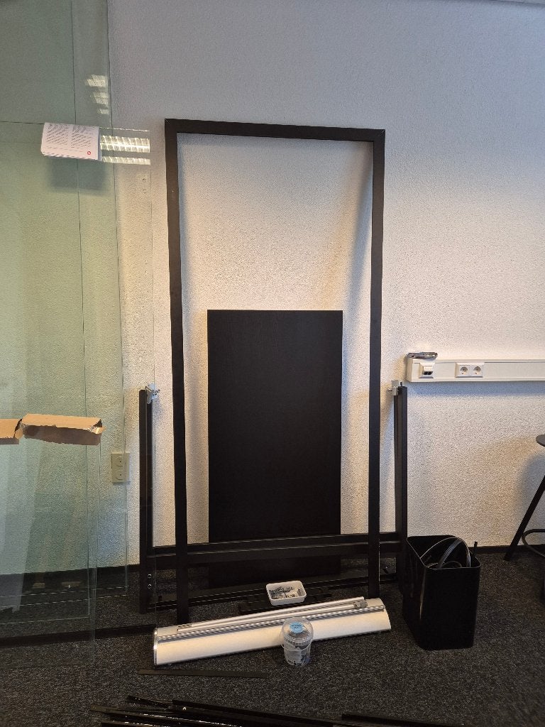 Gehard glazen deuren met zwarte kozijnen (4 stuks), Doe-het-zelf en Verbouw, Ophalen, 80 tot 100 cm, Binnendeur, Zo goed als nieuw