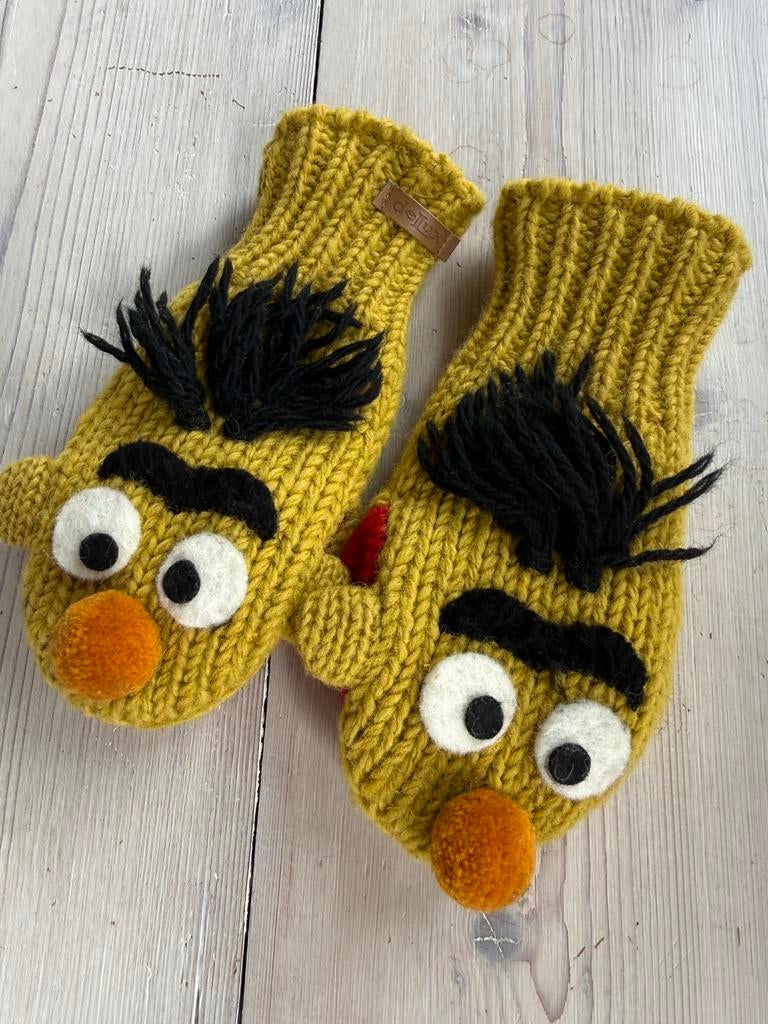 Super gave DE LUX wollen BERT EN ERNIE wanten, Ophalen of Verzenden, Zo goed als nieuw, Jongetje of Meisje, Wanten