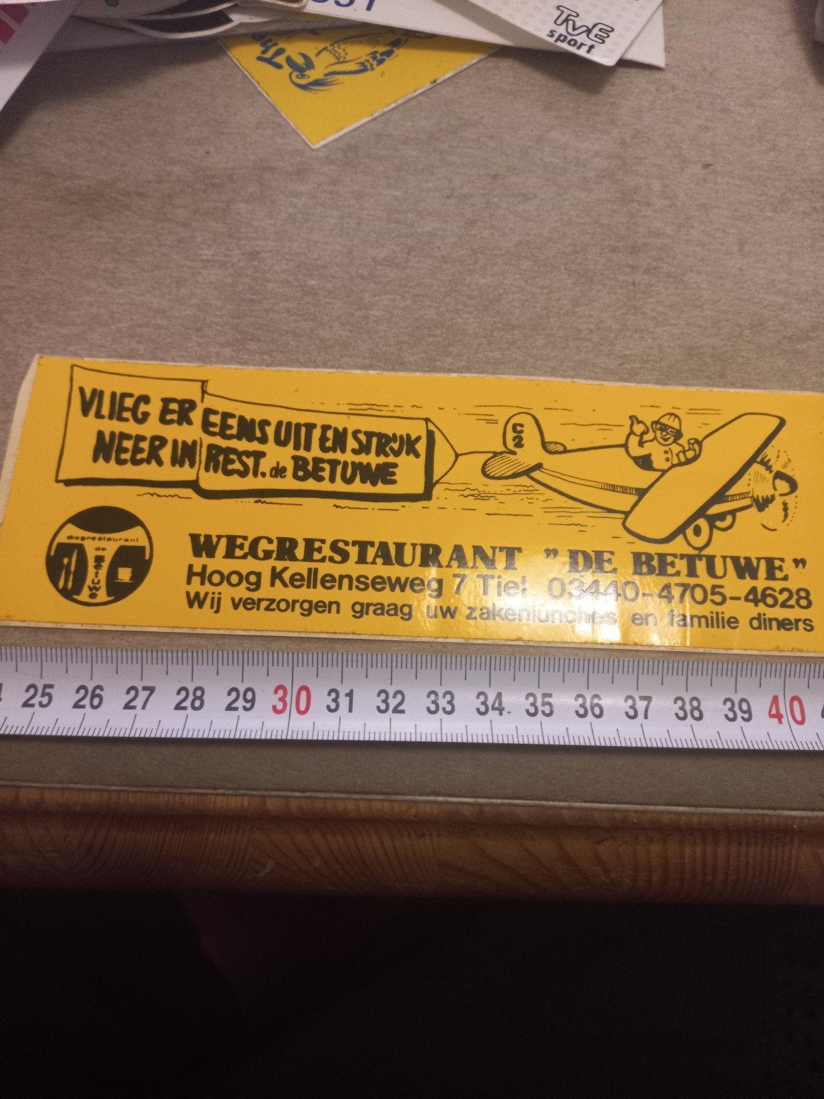 Vintage Reclamesticker Wegrestaurant De Betuwe, Verzamelen, Ophalen of Verzenden