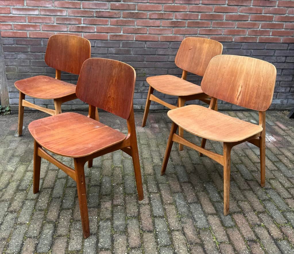 Set van 4 vintage Borge Mogensen model 115 Soborg stoelen, Ophalen