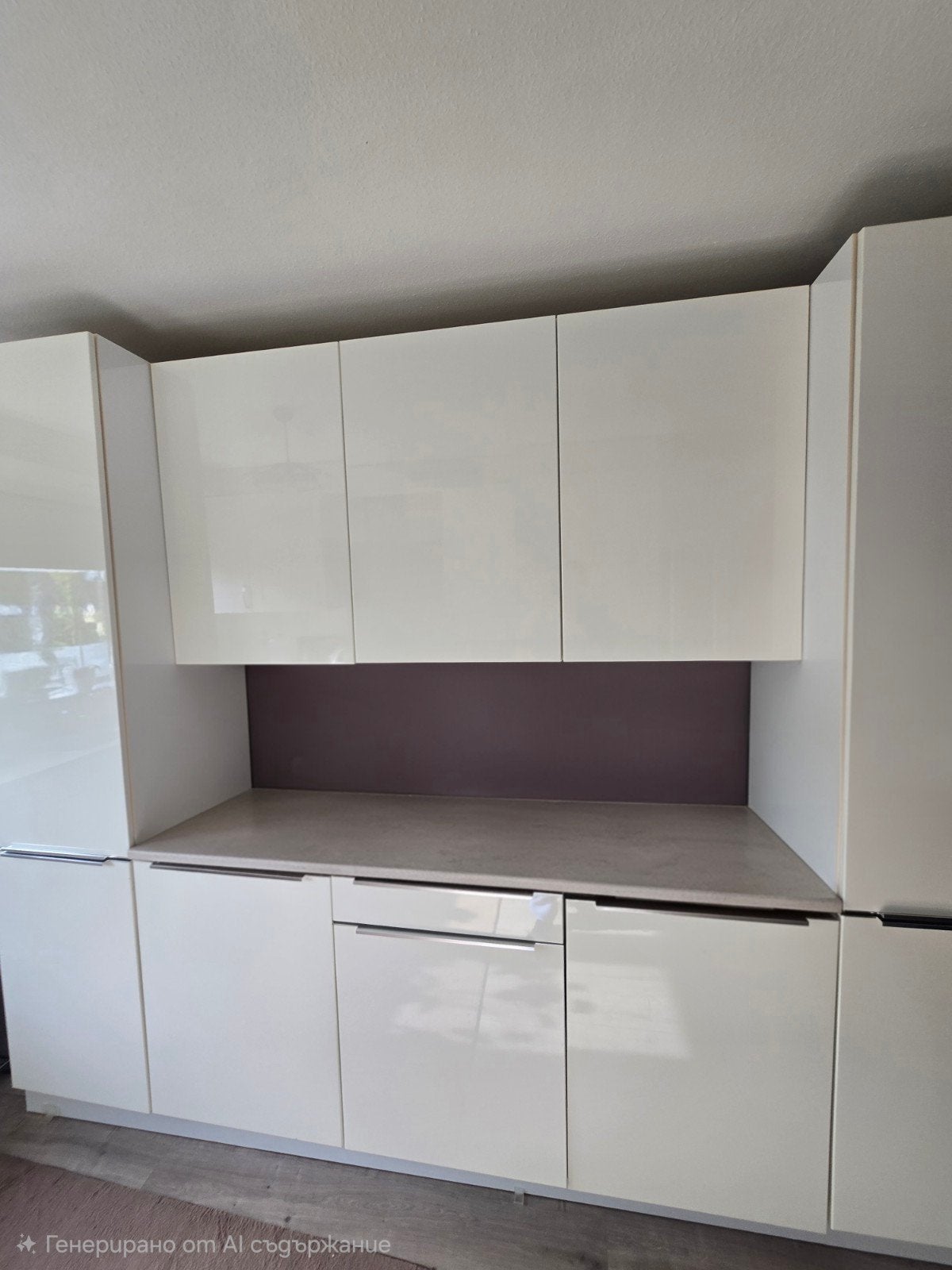 Hoogglans Keuken (281 cm) – Inclusief Granieten Werkblad & I, Gebruikt, Wit, Graniet of Steen, Enkelwandige keuken