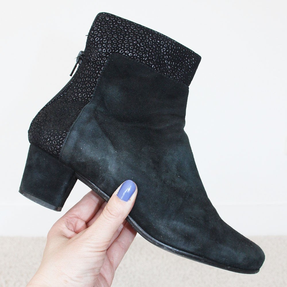Schitterende Suede Poccopazza Laarsjes - 31 (Maat 40) € 95,-, Zwart, Ophalen of Verzenden, Zo goed als nieuw, Lage of Enkellaarzen