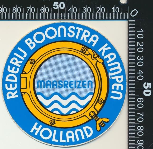 Sticker: Rederij Boonstra - Maasreizen - Kampen (2), Ophalen of Verzenden, Zo goed als nieuw, Bedrijf of Vereniging