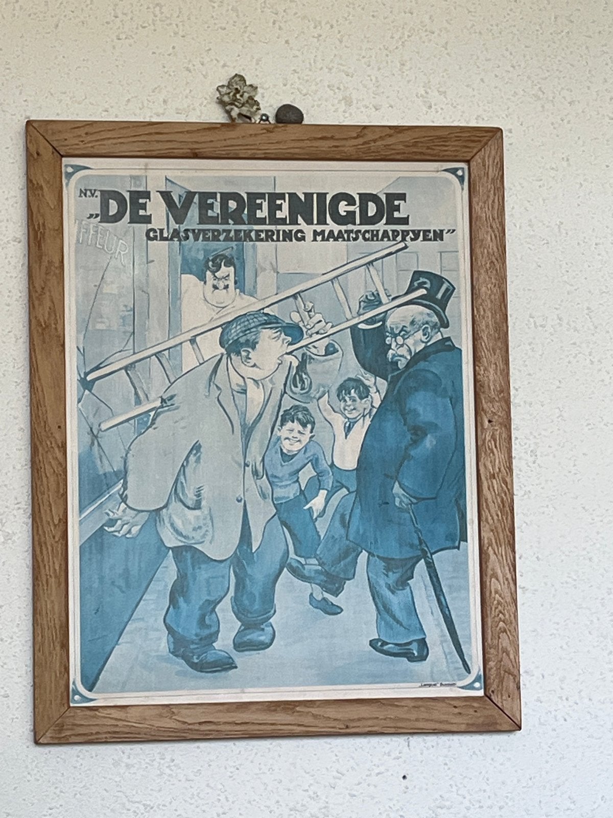 Vintage reclameposter 'De Vereenigde Glasverzekering', Antiek en Kunst, Kunst | Schilderijen | Klassiek, Ophalen, Print, Overige onderwerpen