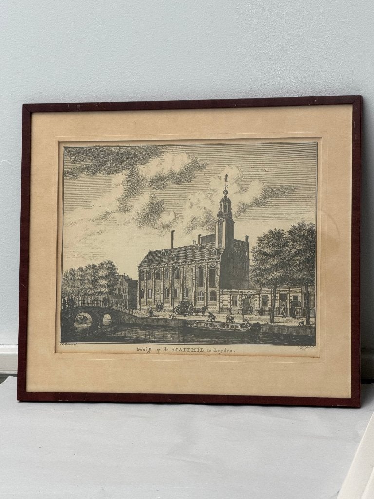 Prent "Academiegebouw van de Universiteit Leiden", Ophalen of Verzenden