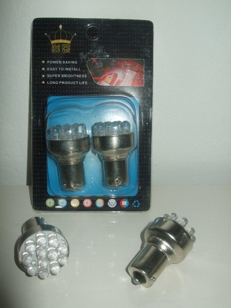 12 LED's Auto-LampSet, 12V, Blauw, 2-Pack, Fitting BA 15s, Verzenden
