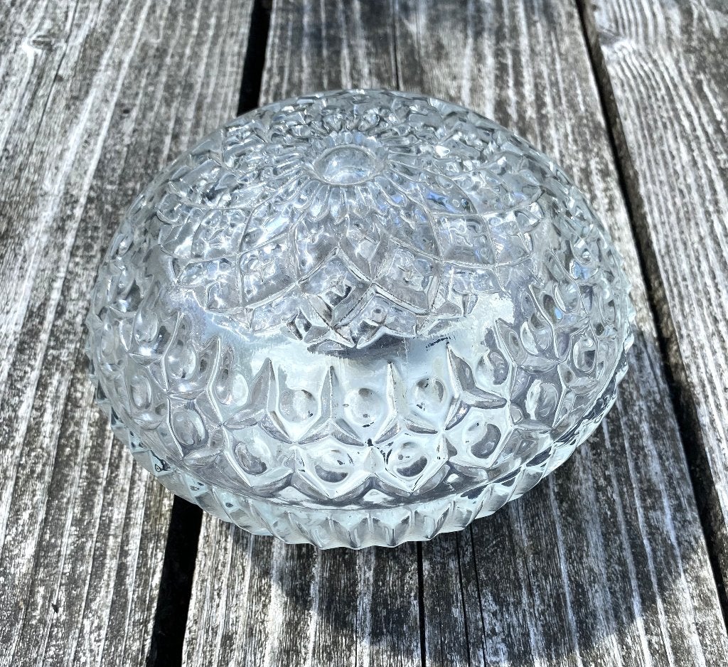 leuke Vintage Plafonniere - lamp retro mid century design, Vintage, Zo goed als nieuw, Plafondlamp, Glas
