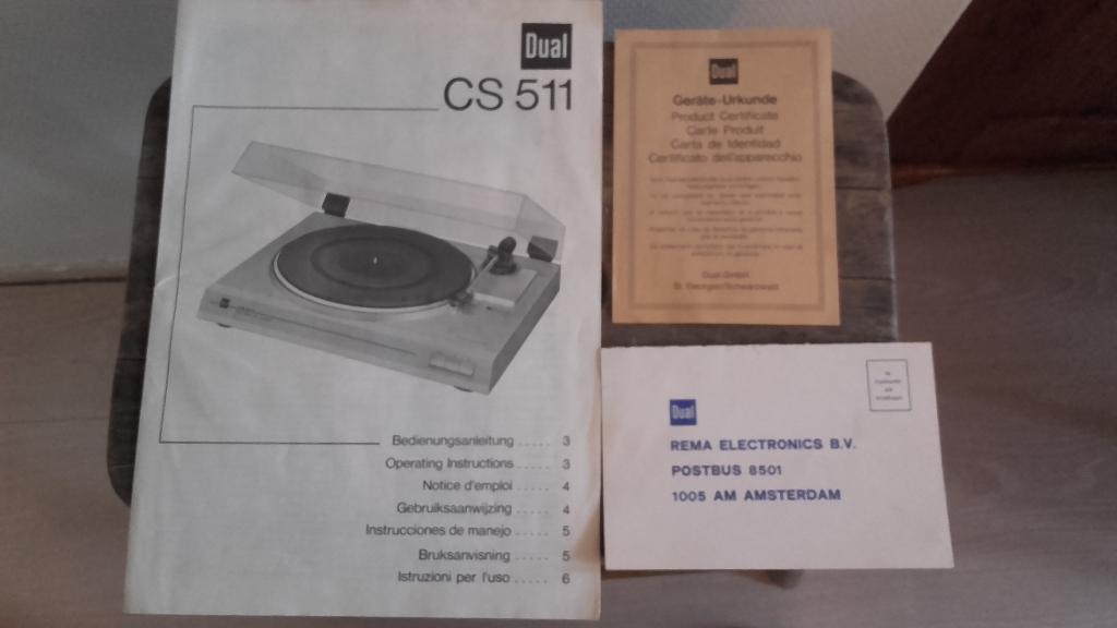Dual CS 511 originele gebruiksaanwijzing en meer., Ophalen of Verzenden, Dual