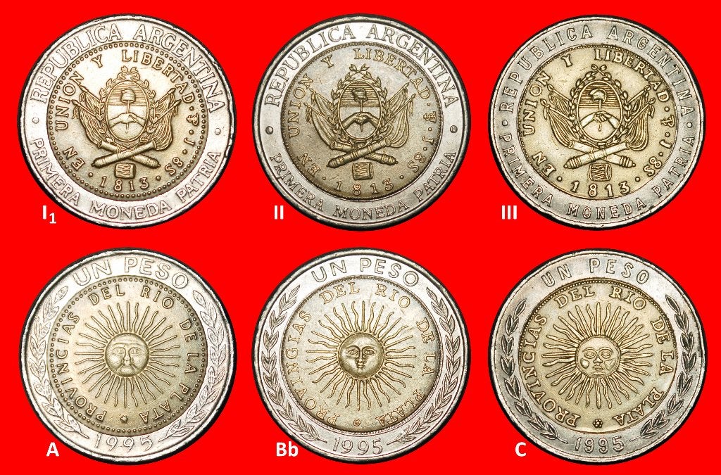 Ⰺ KOREA, BRITAIN, MEXICO, ITALY: ARGENTINA 1 PESO 1995 (3), Ophalen of Verzenden, Zuid-Amerika, Losse munt