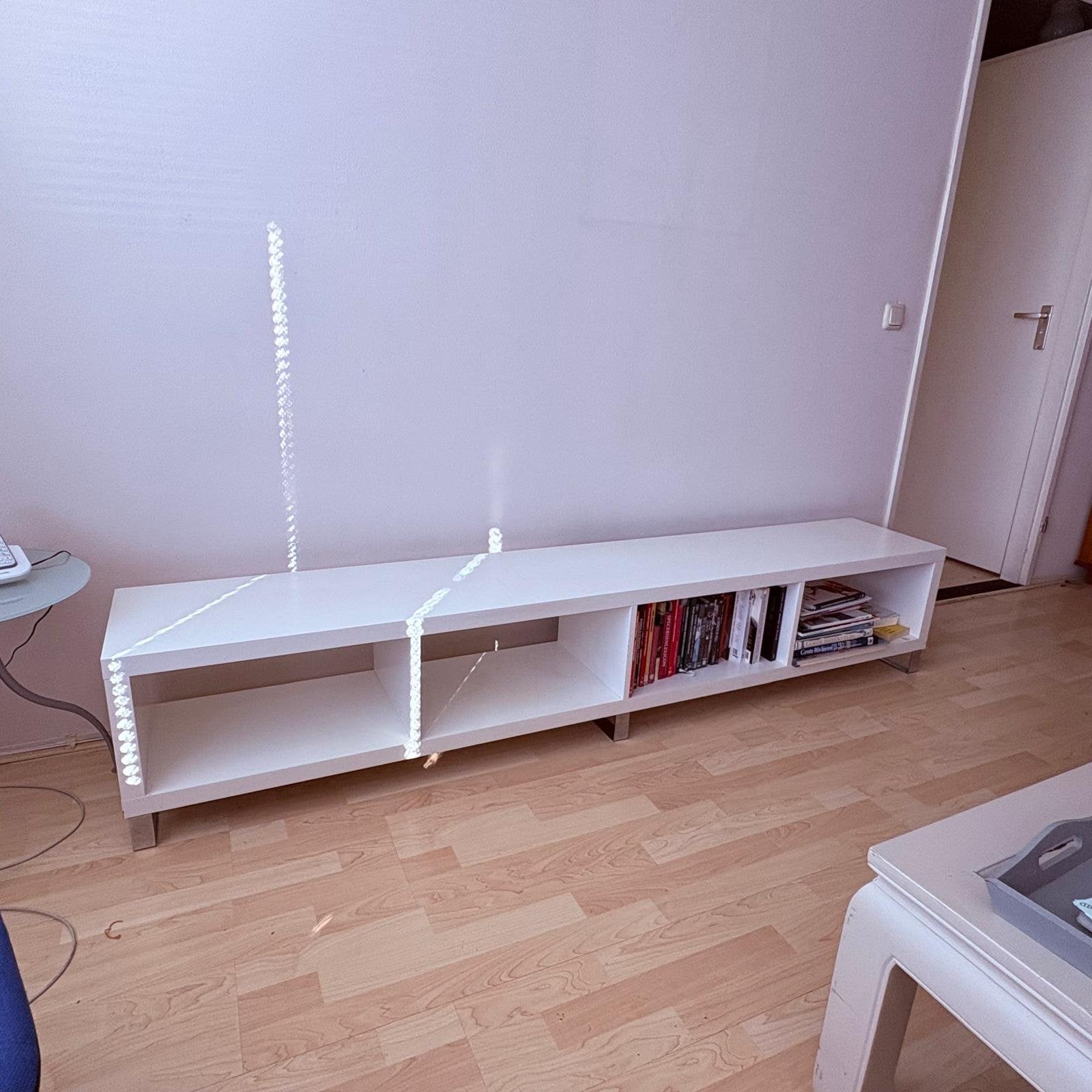 Witte TV-meubel / dressoir met opbergruimte, Ophalen, Gebruikt, 150 tot 200 cm, Minder dan 100 cm